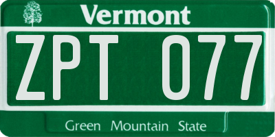VT license plate ZPT077