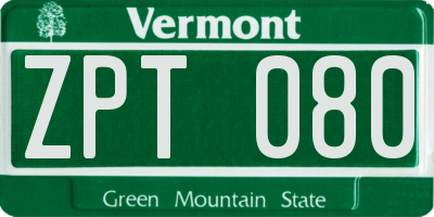 VT license plate ZPT080