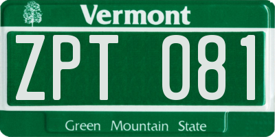 VT license plate ZPT081
