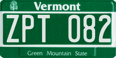 VT license plate ZPT082