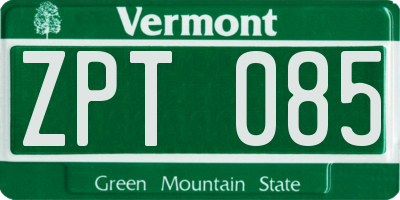 VT license plate ZPT085