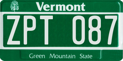 VT license plate ZPT087