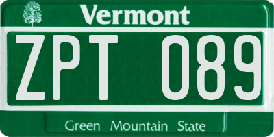 VT license plate ZPT089
