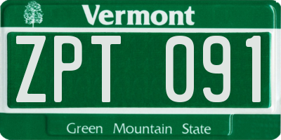 VT license plate ZPT091