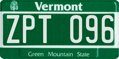 VT license plate ZPT096