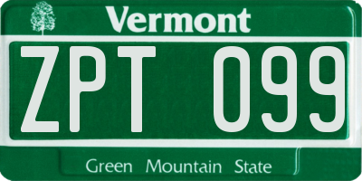VT license plate ZPT099