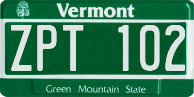 VT license plate ZPT102