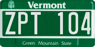 VT license plate ZPT104