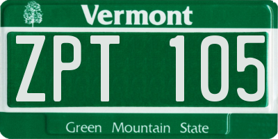 VT license plate ZPT105