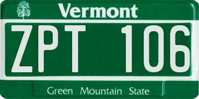 VT license plate ZPT106