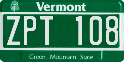 VT license plate ZPT108