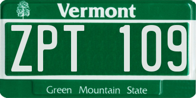 VT license plate ZPT109