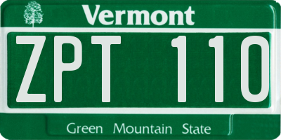 VT license plate ZPT110