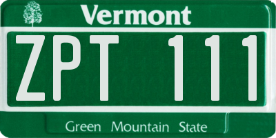 VT license plate ZPT111
