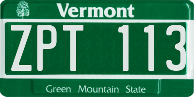 VT license plate ZPT113