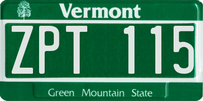 VT license plate ZPT115