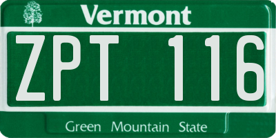 VT license plate ZPT116