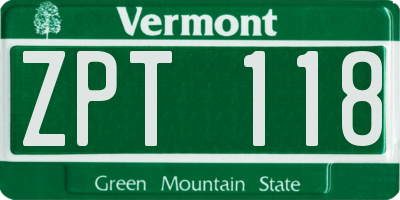 VT license plate ZPT118