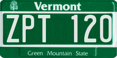 VT license plate ZPT120