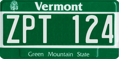 VT license plate ZPT124