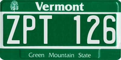 VT license plate ZPT126