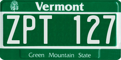 VT license plate ZPT127