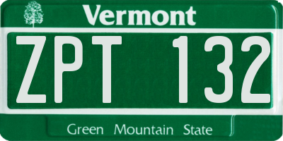 VT license plate ZPT132