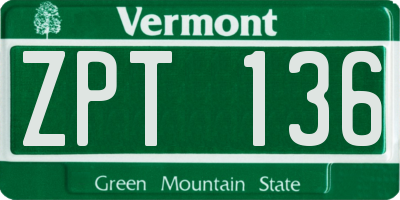 VT license plate ZPT136
