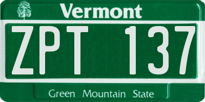 VT license plate ZPT137