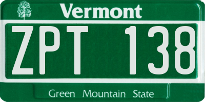 VT license plate ZPT138