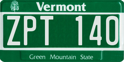 VT license plate ZPT140