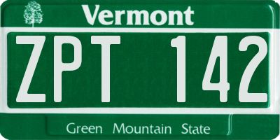 VT license plate ZPT142