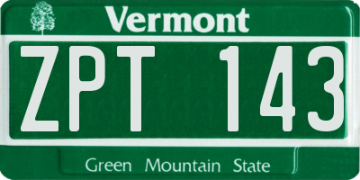 VT license plate ZPT143