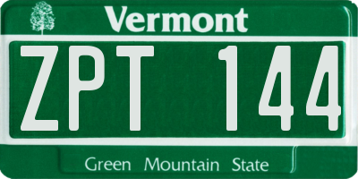 VT license plate ZPT144