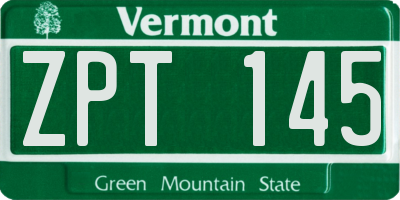 VT license plate ZPT145