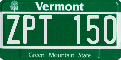 VT license plate ZPT150