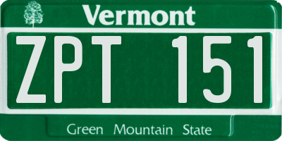 VT license plate ZPT151
