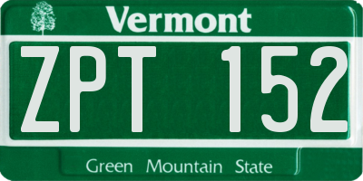 VT license plate ZPT152