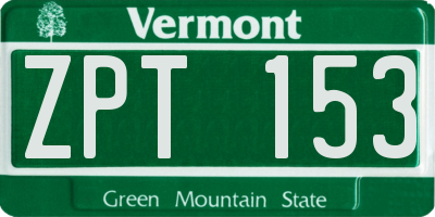 VT license plate ZPT153