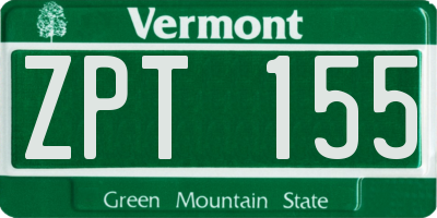 VT license plate ZPT155