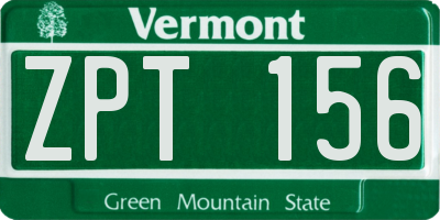 VT license plate ZPT156