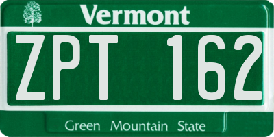 VT license plate ZPT162