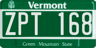VT license plate ZPT168