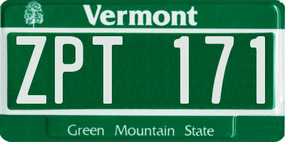 VT license plate ZPT171