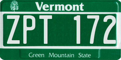 VT license plate ZPT172