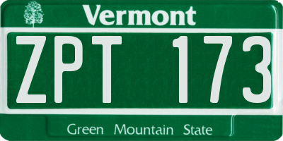 VT license plate ZPT173