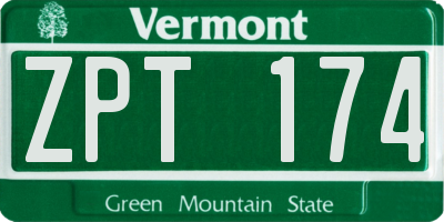 VT license plate ZPT174