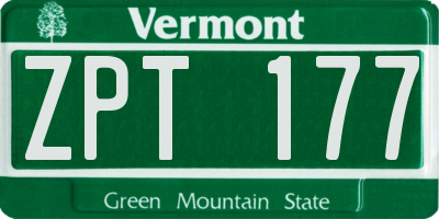 VT license plate ZPT177