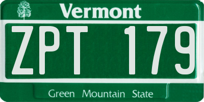 VT license plate ZPT179