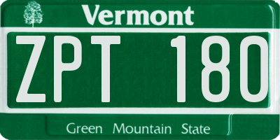VT license plate ZPT180